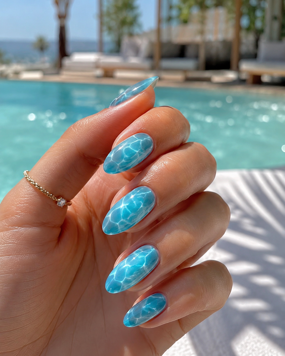 Aqua Blue Pool Nails